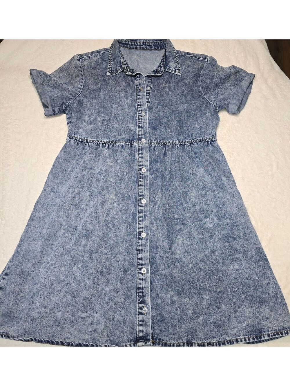 STUNNING Retro 90s / Y2K Aesthetic Acid Wash Denim Babydoll Mini Dress